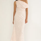 Alivya Asymmetric Neckline Maxi Dress Embellished Pink