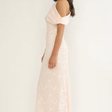 Alivya Asymmetric Neckline Maxi Dress Embellished Pink