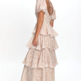 Giavana Puff Sleeve Layered Maxi Dress Orange