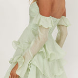 Giavana Off-Shoulder Layered Mini Dress Sage