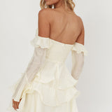 Giavana Off-Shoulder Layered Mini Dress Cream