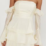 Giavana Off-Shoulder Layered Mini Dress Cream