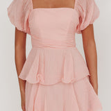 Giavana Puff Sleeve Layered Maxi Dress Baby Pink