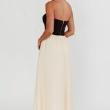 Princess Strapless Contrast Maxi Dress Black/Beige