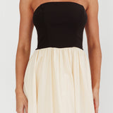 Princess Strapless Contrast Maxi Dress Black/Beige