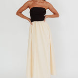 Princess Strapless Contrast Maxi Dress Black/Beige