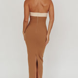 Regent Strapless Maxi Dress Contrast Camel