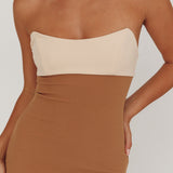 Regent Strapless Maxi Dress Contrast Camel