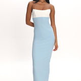 Regent Strapless Maxi Dress Contrast Blue