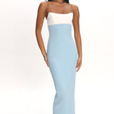 Regent Strapless Maxi Dress Contrast Blue