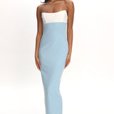 Regent Strapless Maxi Dress Contrast Blue