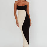 Regent Strapless Maxi Dress Black/Beige