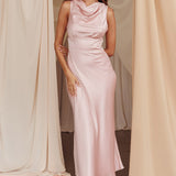 Fluttering Hearts Cowl Neck Sleeveless Midi Dress Blush