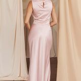 Fluttering Hearts Cowl Neck Sleeveless Midi Dress Blush