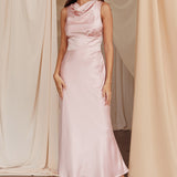 Fluttering Hearts Cowl Neck Sleeveless Midi Dress Blush