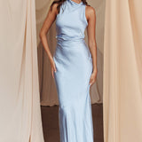 Moonlight Mirage Criss-Cross Back Maxi Dress Blue