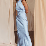 Moonlight Mirage Criss-Cross Back Maxi Dress Blue