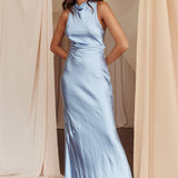 Moonlight Mirage Criss-Cross Back Maxi Dress Blue