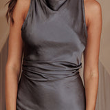Moonlight Mirage Criss-Cross Back Maxi Dress Charcoal