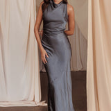 Moonlight Mirage Criss-Cross Back Maxi Dress Charcoal