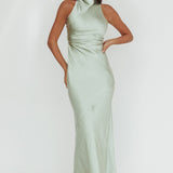 Moonlight Mirage Criss-Cross Back Maxi Dress Pistachio