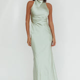 Moonlight Mirage Criss-Cross Back Maxi Dress Pistachio