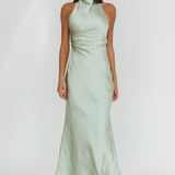 Moonlight Mirage Criss-Cross Back Maxi Dress Pistachio