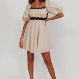 Akali Puff Sleeve A-line Mini Dress Oat