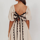 Akali Puff Sleeve A-line Mini Dress Oat