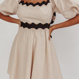 Akali Puff Sleeve A-line Mini Dress Oat
