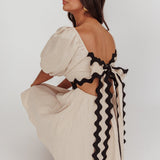Akali Puff Sleeve A-line Mini Dress Oat