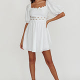 Akali Puff Sleeve A-line Mini Dress White