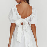Akali Puff Sleeve A-line Mini Dress White