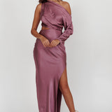 See You Again One Sleeve Maxi Dress Grape