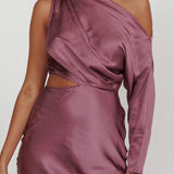 See You Again One Sleeve Maxi Dress Grape