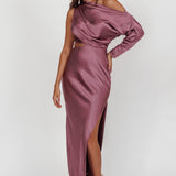 See You Again One Sleeve Maxi Dress Grape