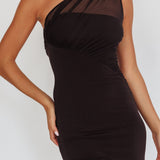 Passion One-Shoulder Mesh Maxi Dress Black