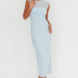 Passion Mesh Sleeveless Maxi Dress Blue