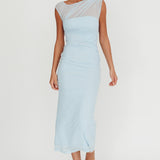 Passion Mesh Sleeveless Maxi Dress Blue
