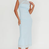 Passion Mesh Sleeveless Maxi Dress Blue