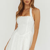 Rune Halterneck Mini Dress Applique White
