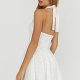 Rune Halterneck Mini Dress Applique White
