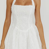 Rune Halterneck Mini Dress Applique White