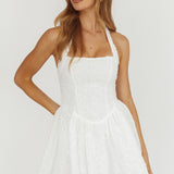 Rune Halterneck Mini Dress Applique White