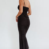 By Chance One Strap Ruched Maxi Dress Black