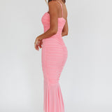 By Chance One Strap Ruched Maxi Dress Pink