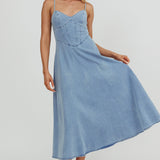 Comet A-Line Midi Dress Light Denim