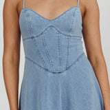 Comet A-Line Midi Dress Light Denim