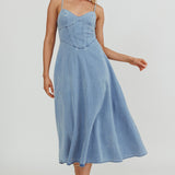 Comet A-Line Midi Dress Light Denim