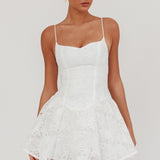 Endearing Embroidered Mesh Mini Dress White